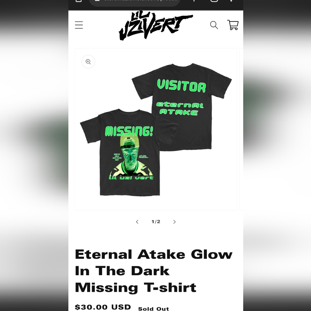 Sold Out Lil Uzi Vert Eternal Atake Glow in the dark Missing Shirt (black)